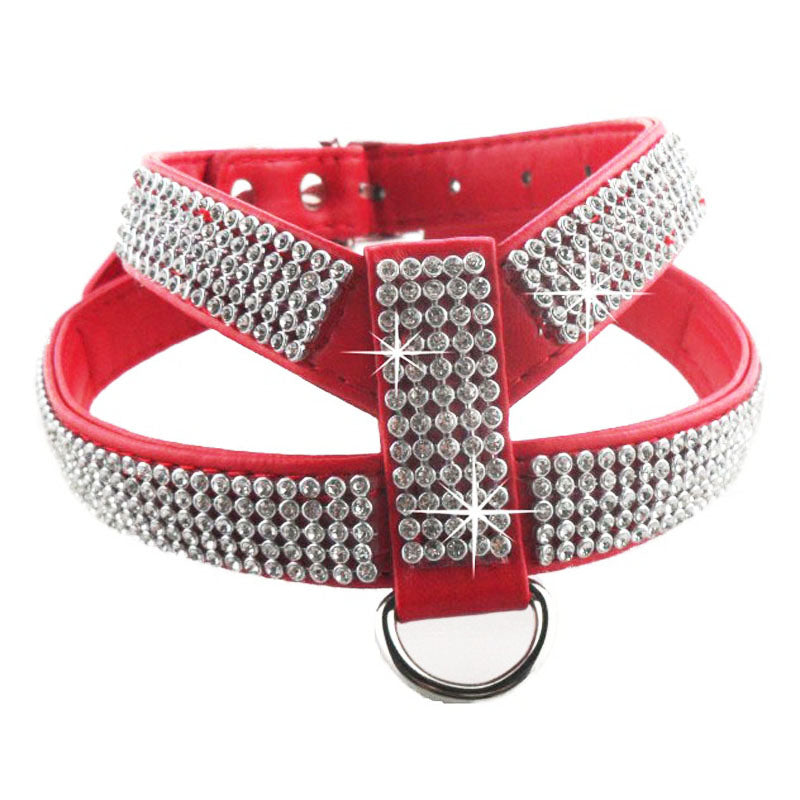 Rhinestones Leather Teacup Puppy Collar