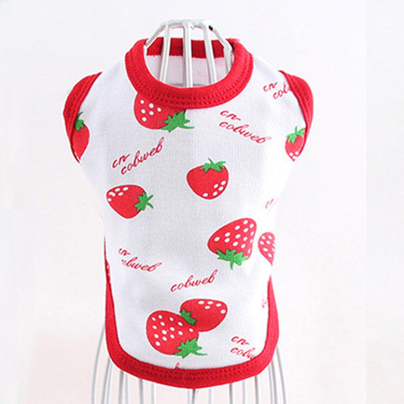 Sweet Strawberry Printed Clothes For Teacup Puppies